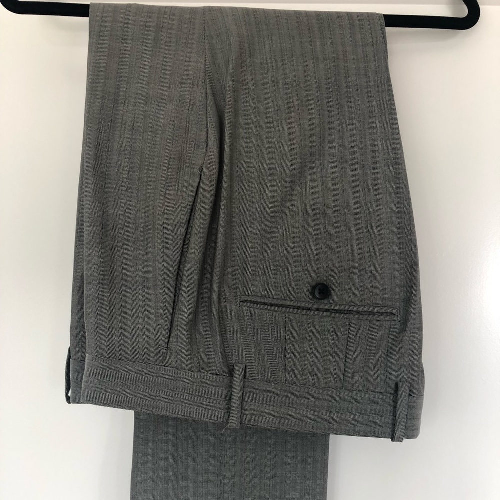 Theory Grey subtle stripe wool dress pants